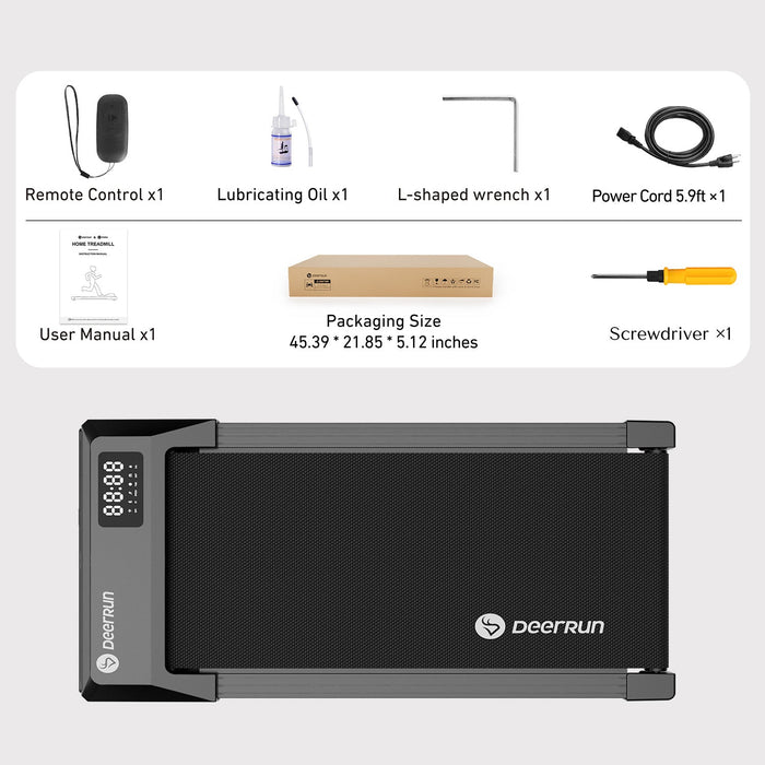 DeerRun Q1 Urban Mini Under-Desk Treadmill with Remote Control - Sweatfully