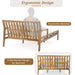 Outdoor Daybed, Patio Daybed with Four Pillows, Wooden Outdoor Bed with Curved Armrests for Poolside, Backyard, Garden - Sweatfully
