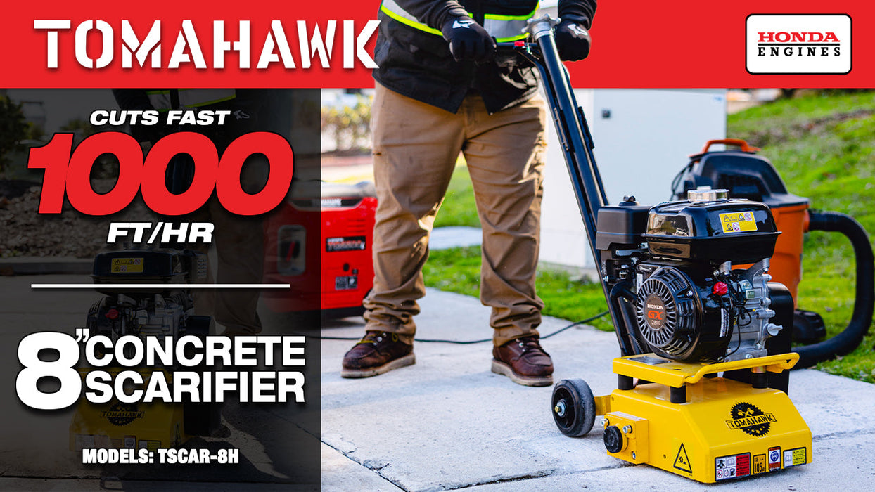 8” Gas Concrete Scarifier Planer Grinder with 5.5 HP Honda Engine & Drum - Sweatfully