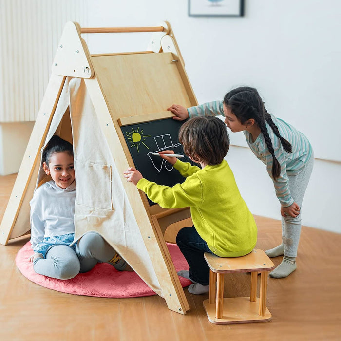 Oak - Wood Learning Tent and Climber with Desk and Chair - Sweatfully