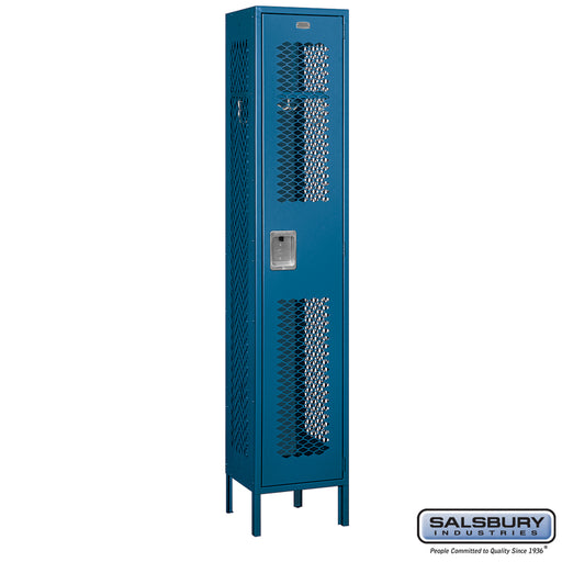 Salsbury 15" Wide Single Tier Vented Metal Locker - 1 Wide - 6 Feet High - 15 Inches Deep - Blue - Assembled - Sweatfully