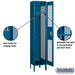 Salsbury 15" Wide Single Tier Vented Metal Locker - 1 Wide - 6 Feet High - 15 Inches Deep - Blue - Unassembled - Sweatfully