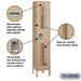 Salsbury 15" Wide Single Tier Vented Metal Locker - 1 Wide - 6 Feet High - 15 Inches Deep - Tan - Unassembled - Sweatfully