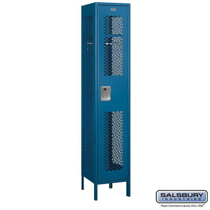 Salsbury 15" Wide Single Tier Vented Metal Locker - 1 Wide - 6 Feet High - 18 Inches Deep - Blue - Unassembled - Sweatfully