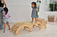 Maple - Wood Small Triangle Climbing Set with Ladder Slide and Rocker - Sweatfully