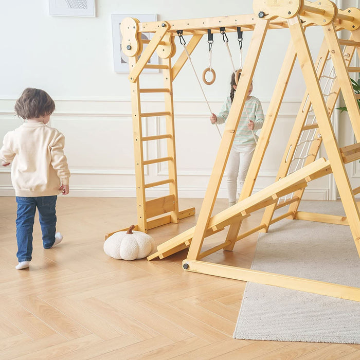 Chestnut 8-in-1 Jungle Gym for Toddlers | Indoor & Outdoor Wooden Playset - Sweatfully