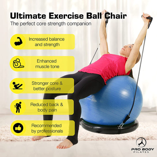 Exercise Ball Chair with Base & Bands - Sweatfully