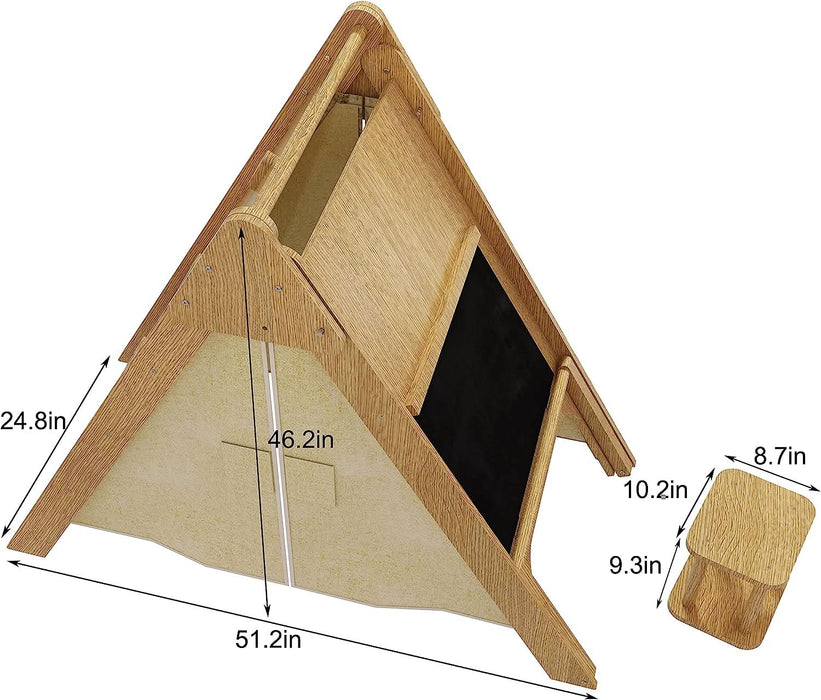 Oak - Wood Learning Tent and Climber with Desk and Chair - Sweatfully