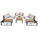 Patio Furniture Set with Loveseats, 4 Pieces Outdoor Sofa Set with Waterproof Cushions, Durable Iron-Wood Design for Garden, Backyard, Poolside - Sweatfully