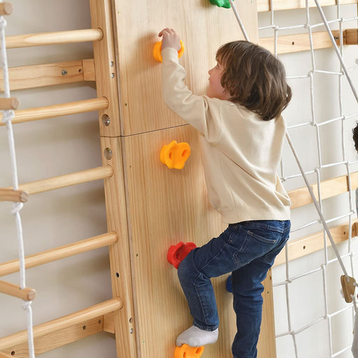 Walnut 9-in-1 Swedish Ladder Wall Gym | Indoor Wooden Climber & Activity Set for Kids - Sweatfully