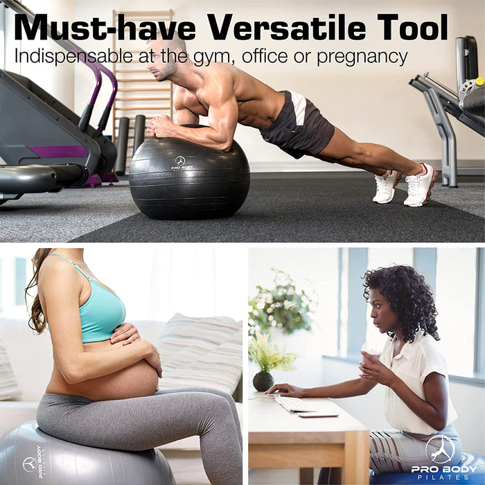 Yoga Ball for Pregnancy, Fitness, Balance, Workout at Home, Office and Physical Therapy (Red) - Sweatfully