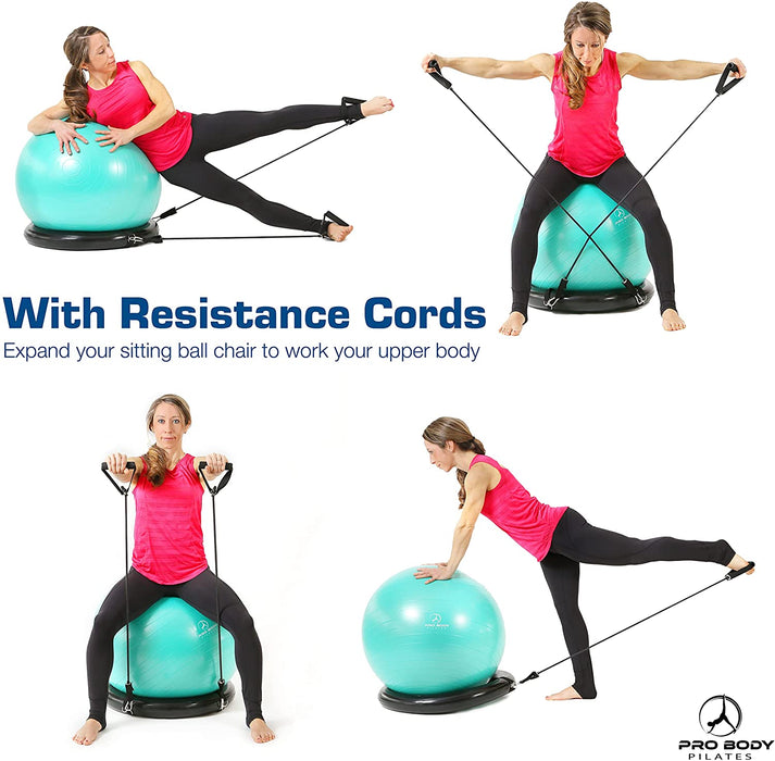 Exercise Ball Chair with Base & Bands - Sweatfully
