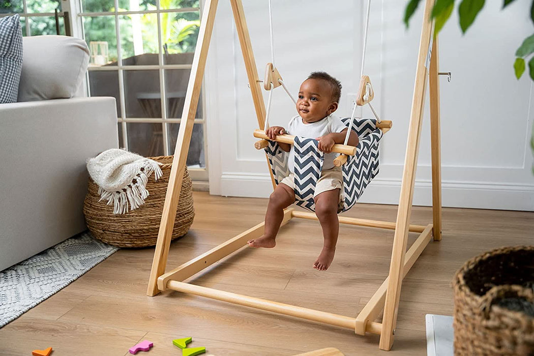 Spruce - Baby and Toddler Foldable Wooden Swing Set - Sweatfully