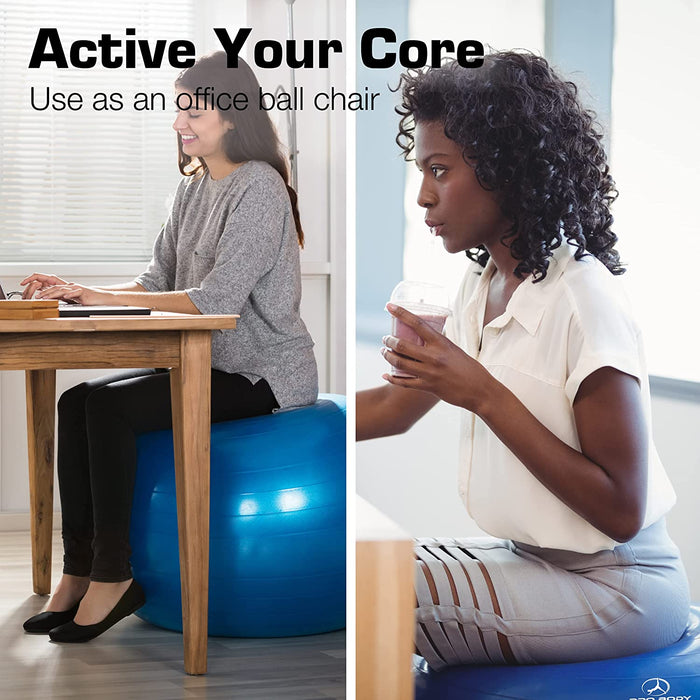 Yoga Ball for Pregnancy, Fitness, Balance, Workout at Home, Office and Physical Therapy (Aqua) - Sweatfully