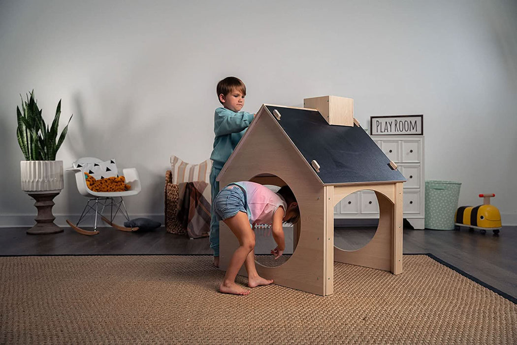 Evergreen- Children's Playhouse with Chalkboard Roof - Sweatfully
