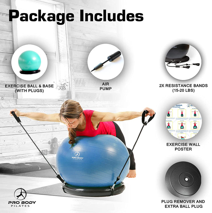 Exercise Ball Chair with Base & Bands - Sweatfully