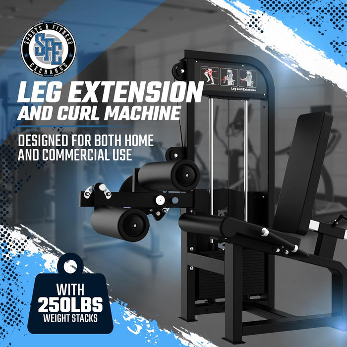 SFE Leg Curl & Leg Extension Machine w/ 250 lbs weight stack (New) - Sweatfully