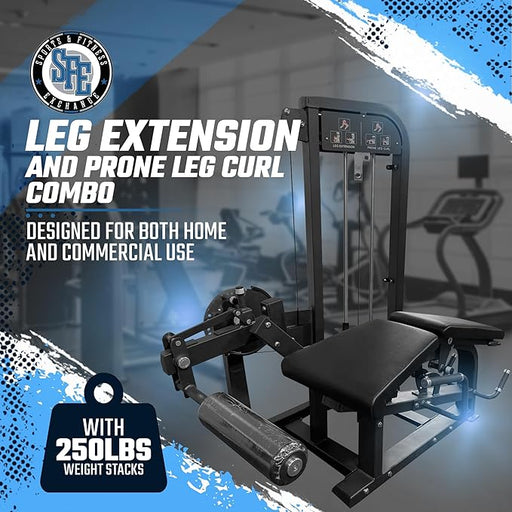 SFE Commercial Leg Extension Prone Leg Curl Combo w/250lb weight stack (New) - Sweatfully