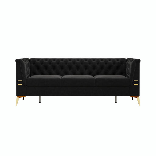 82.7" Modern Velvet Living Room Chesterfield Design Wide Sofa - Sweatfully