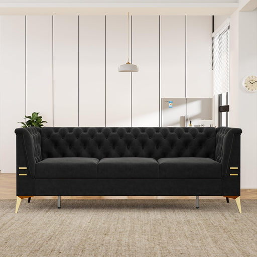 82.7" Modern Velvet Living Room Chesterfield Design Wide Sofa - Sweatfully
