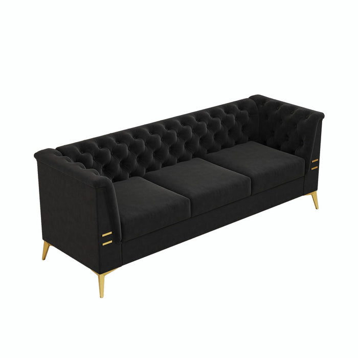 82.7" Modern Velvet Living Room Chesterfield Design Wide Sofa - Sweatfully