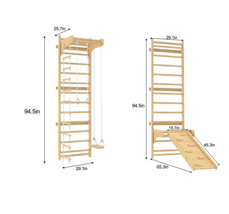 Betula Swedish Wall Ladder & Indoor Wooden Climber for Kids – Home Gym Playset - Sweatfully