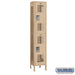 Salsbury 15" Wide Double Tier Vented Metal Locker - 1 Wide - 6 Feet High - 15 Inches Deep - Tan - Assembled - Sweatfully