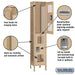 Salsbury 15" Wide Double Tier Vented Metal Locker - 1 Wide - 6 Feet High - 15 Inches Deep - Tan - Unassembled - Sweatfully