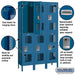 Salsbury 15" Wide Double Tier Vented Metal Locker - 3 Wide - 6 Feet High - 15 Inches Deep - Blue - Unassembled - Sweatfully