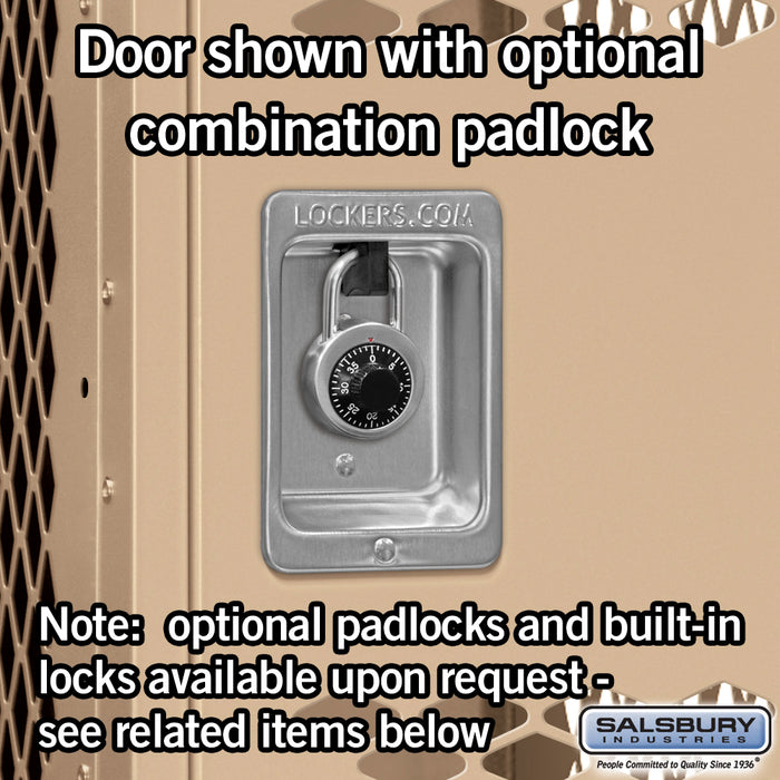 Salsbury 15" Wide Double Tier Vented Metal Locker - 3 Wide - 6 Feet High - 15 Inches Deep - Tan - Unassembled - Sweatfully