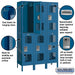 Salsbury 15" Wide Double Tier Vented Metal Locker - 3 Wide - 6 Feet High - 18 Inches Deep - Blue - Unassembled - Sweatfully