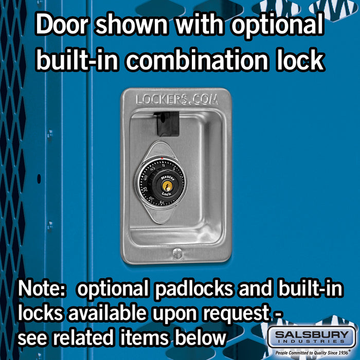 Salsbury 15" Wide Double Tier Vented Metal Locker - 3 Wide - 6 Feet High - 18 Inches Deep - Blue - Unassembled - Sweatfully