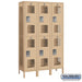 Salsbury 15" Wide Double Tier Vented Metal Locker - 3 Wide - 6 Feet High - 18 Inches Deep - Tan - Unassembled - Sweatfully