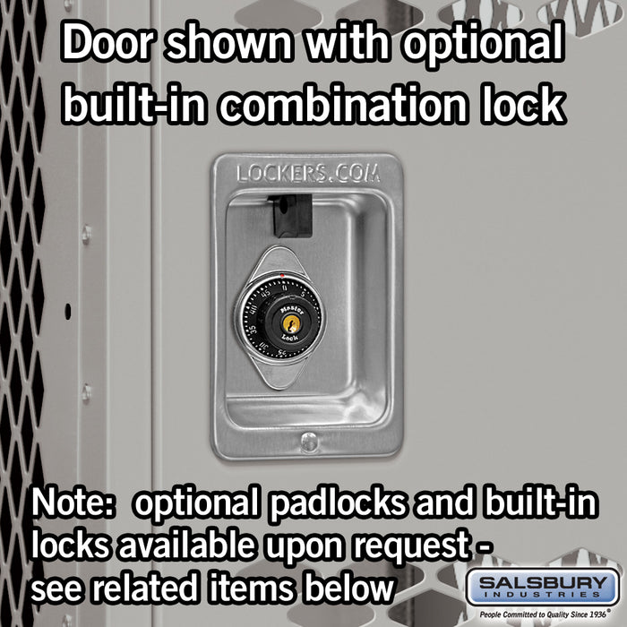 Salsbury 15" Wide Triple Tier Vented Metal Locker - 1 Wide - 6 Feet High - 15 Inches Deep - Gray - Assembled - Sweatfully