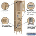 Salsbury 15" Wide Triple Tier Vented Metal Locker - 1 Wide - 6 Feet High - 15 Inches Deep - Tan - Unassembled - Sweatfully