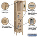 Salsbury 15" Wide Triple Tier Vented Metal Locker - 1 Wide - 6 Feet High - 18 Inches Deep - Tan - Assembled - Sweatfully