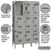 Salsbury 15" Wide Triple Tier Vented Metal Locker - 3 Wide - 6 Feet High - 15 Inches Deep - Gray - Assembled - Sweatfully