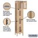 Salsbury 15" Wide Four Tier Vented Metal Locker - 1 Wide - 6 Feet High - 15 Inches Deep - Tan - Assembled - Sweatfully