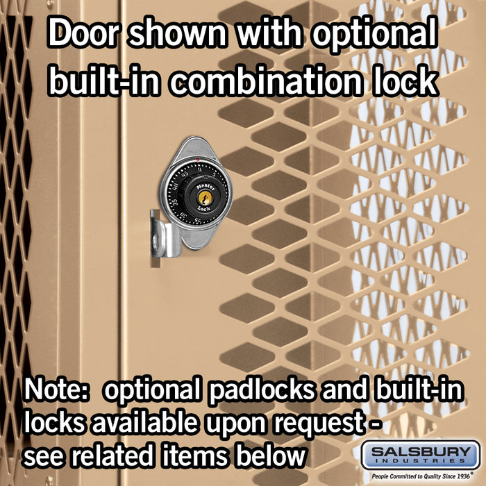 Salsbury 15" Wide Four Tier Vented Metal Locker - 1 Wide - 6 Feet High - 15 Inches Deep - Tan - Unassembled - Sweatfully