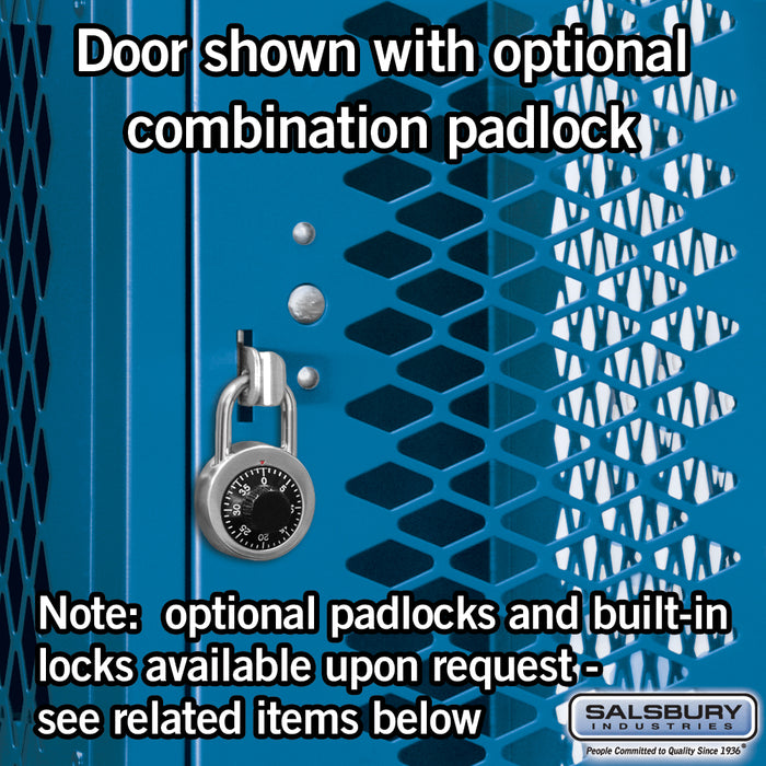 Salsbury 15" Wide Four Tier Vented Metal Locker - 1 Wide - 6 Feet High - 18 Inches Deep - Blue - Unassembled - Sweatfully