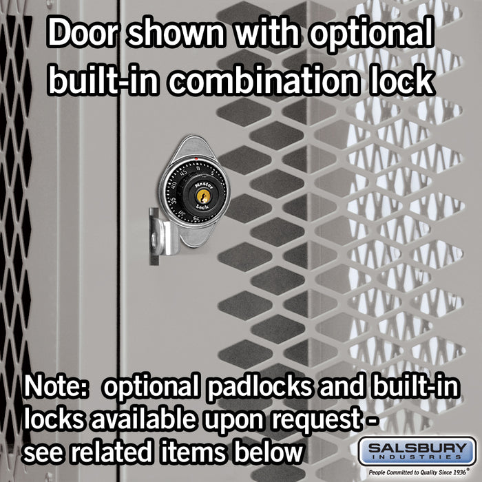 Salsbury 15" Wide Four Tier Vented Metal Locker - 1 Wide - 6 Feet High - 18 Inches Deep - Gray - Assembled - Sweatfully