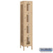 Salsbury 15" Wide Four Tier Vented Metal Locker - 1 Wide - 6 Feet High - 18 Inches Deep - Tan - Assembled - Sweatfully