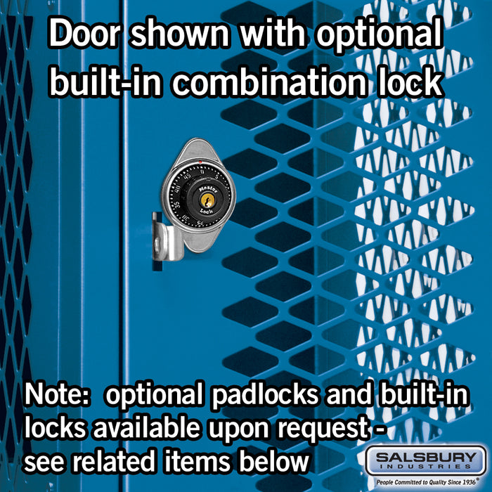 Salsbury 15" Wide Four Tier Vented Metal Locker - 3 Wide - 6 Feet High - 15 Inches Deep - Blue - Assembled - Sweatfully