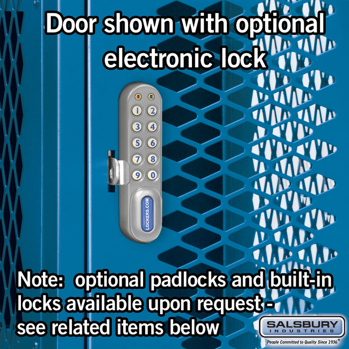 Salsbury 15" Wide Four Tier Vented Metal Locker - 3 Wide - 6 Feet High - 15 Inches Deep - Blue - Assembled - Sweatfully