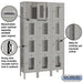 Salsbury 15" Wide Four Tier Vented Metal Locker - 3 Wide - 6 Feet High - 15 Inches Deep - Gray - Assembled - Sweatfully