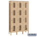 Salsbury 15" Wide Four Tier Vented Metal Locker - 3 Wide - 6 Feet High - 15 Inches Deep - Tan - Assembled - Sweatfully