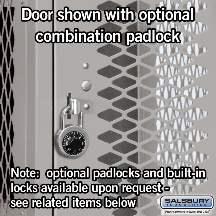 Salsbury 15" Wide Four Tier Vented Metal Locker - 3 Wide - 6 Feet High - 18 Inches Deep - Gray - Assembled - Sweatfully