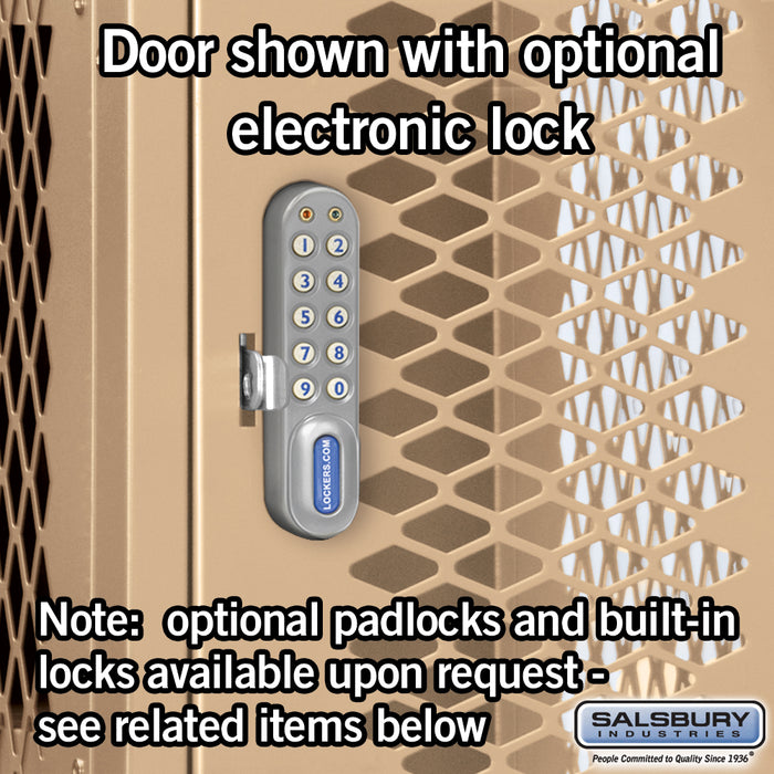 Salsbury 15" Wide Four Tier Vented Metal Locker - 3 Wide - 6 Feet High - 18 Inches Deep - Tan - Unassembled - Sweatfully