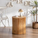 Retro Fashion Style Cylindrical MDF Coffee Table with Vertical Texture Relief Design, Suitable for Living Room, Office and Dining Room - Sweatfully