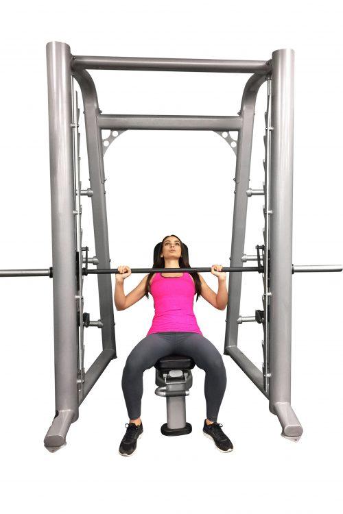 Smith Machine(85", 93") - Muscle D Fitness - Commercial Grade Smith Machine Plate Storage Black Silver - Sweatfully